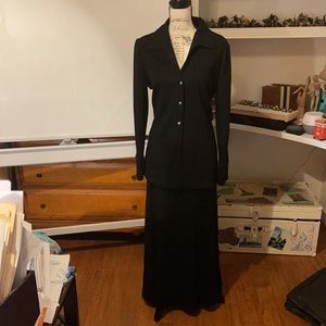 Ellen Tracy black top and skirt suit